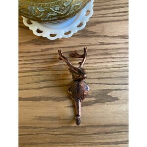 Rustic Reindeer Elk Deer Head Coat Hook Coppertone Metal